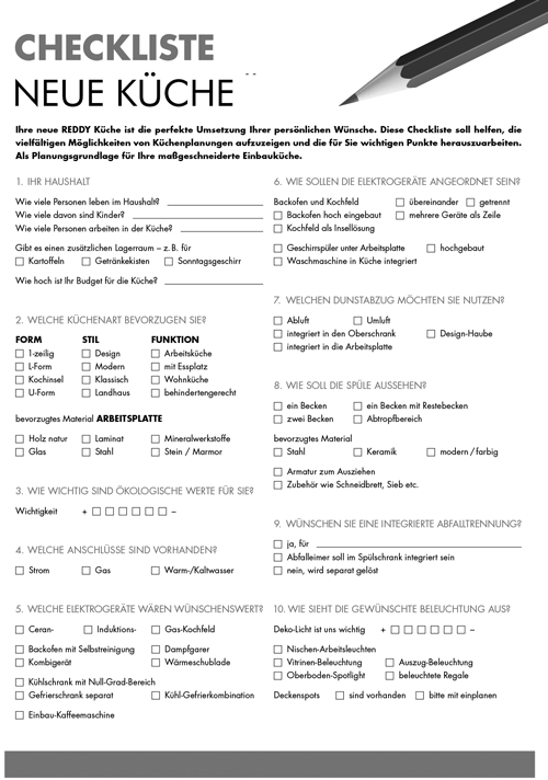 Küchen Checkliste downloaden